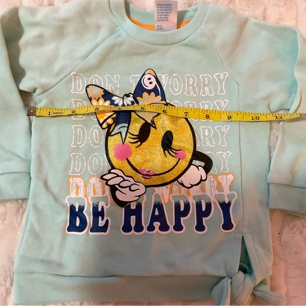 Kidgets Girls Mint‎ Green Don't Worry Be Happy Smiley Face Sweatshirt 18M